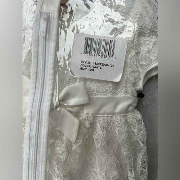 Pippa and Julie White Lace Christening Gown with Bonnet size 12M - Picture 7 of 8